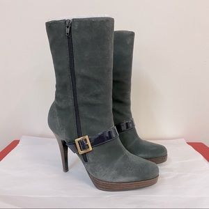 Steve Madden Suede Boots w Patent Strap Buckle